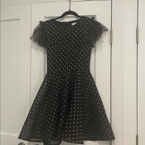 Elegant Black and Gold Polka Dot Kids Dress
